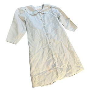 Vintage Strasburg Baby Blue Linen Cotton Coat Gown Size 4Y
